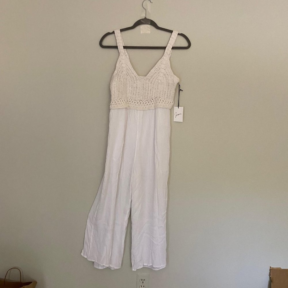 White Crochet Summer Jumpsuit Coverup